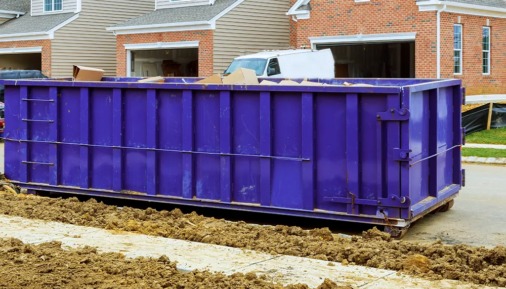 blue dumpster