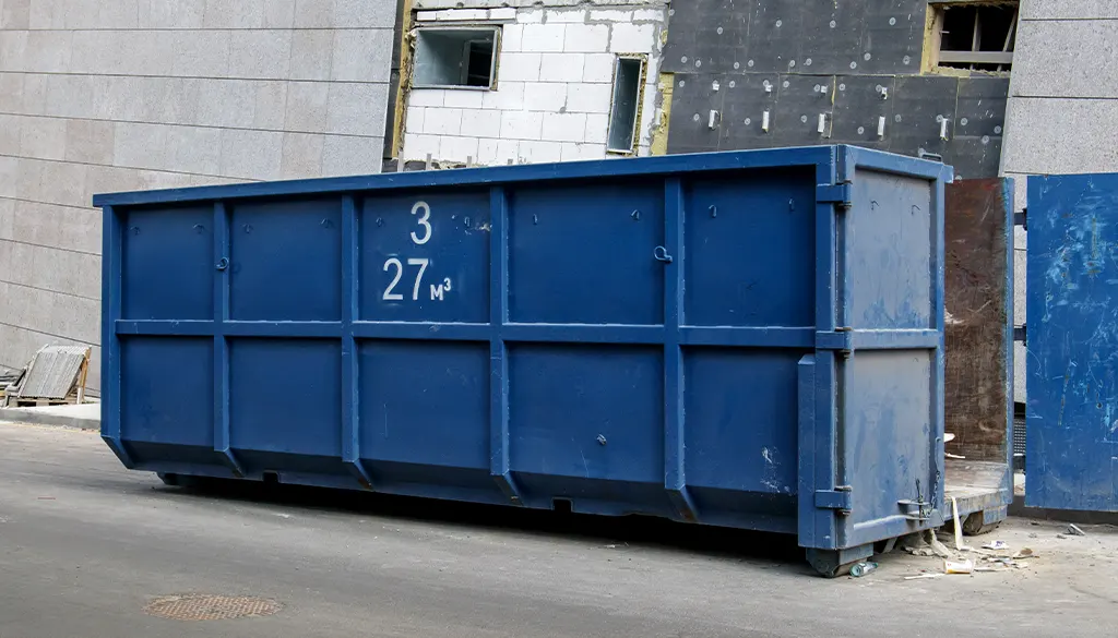 blue dumpster