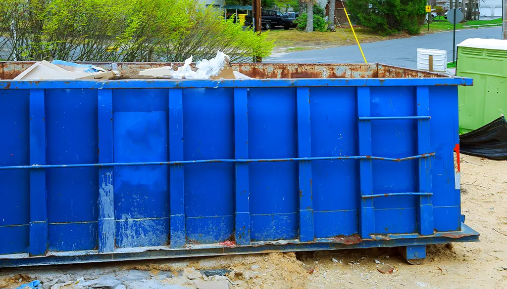 blue dumpster